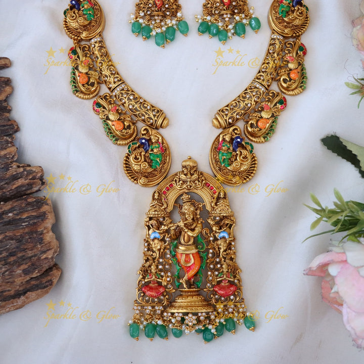 Exquisite Temple Necklace Set - Divine Elegance