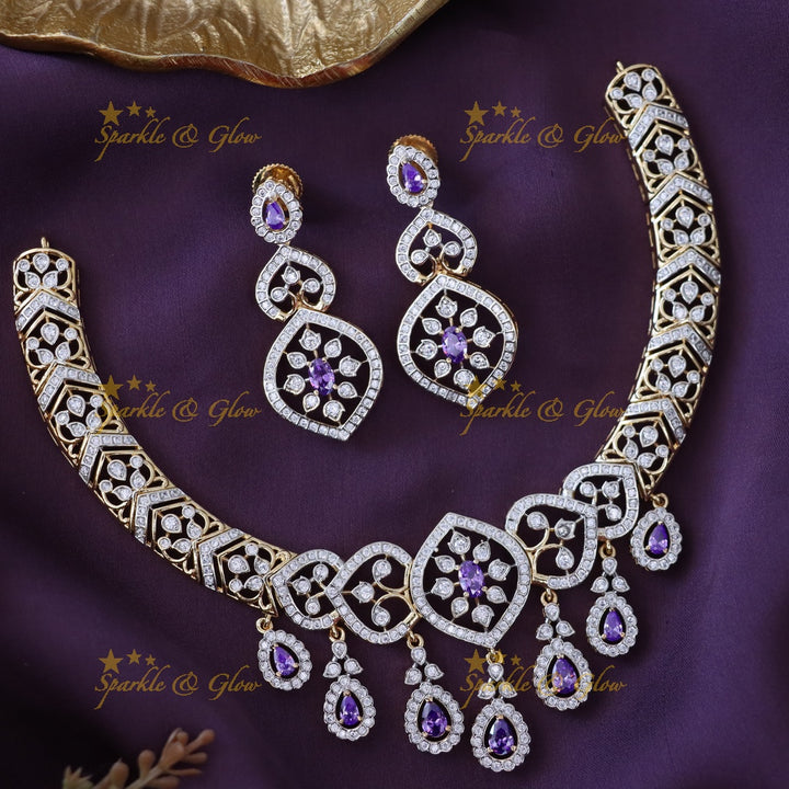 Sparkling American Diamond Necklace Set with Earrings
