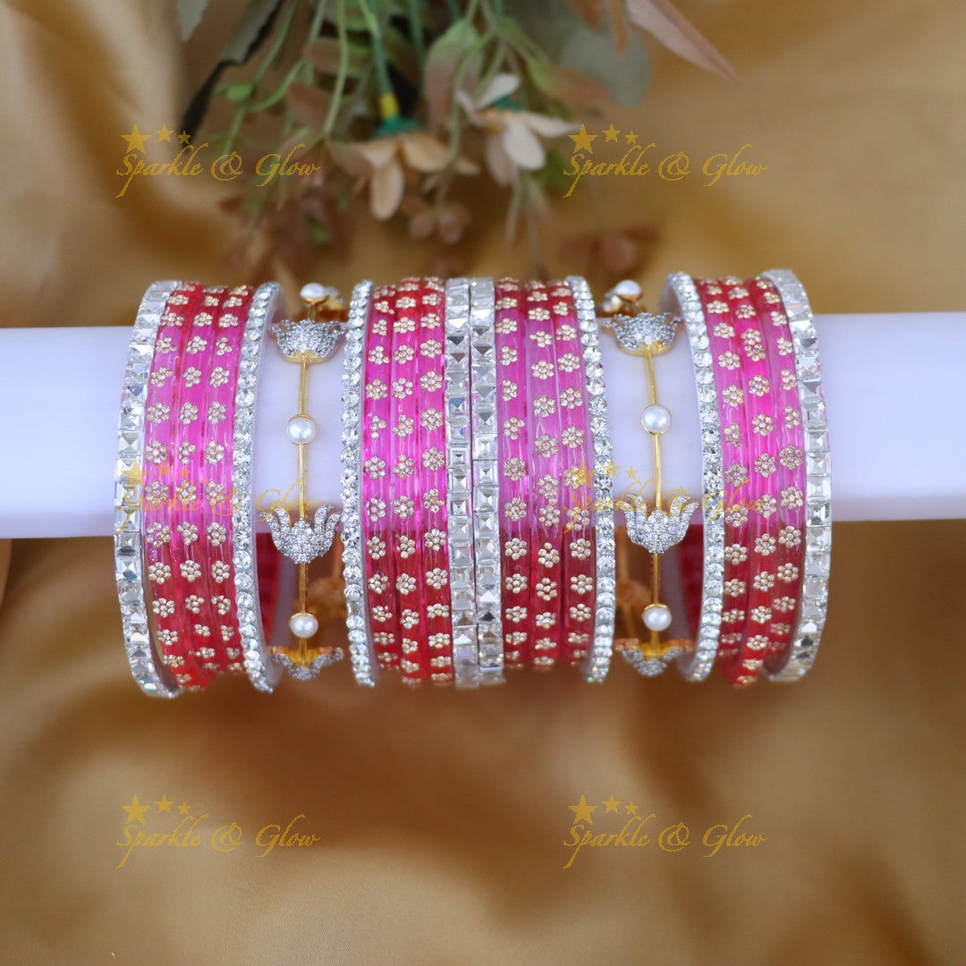 Exquisite Emerald Peacock AD Bridal Bangles Set