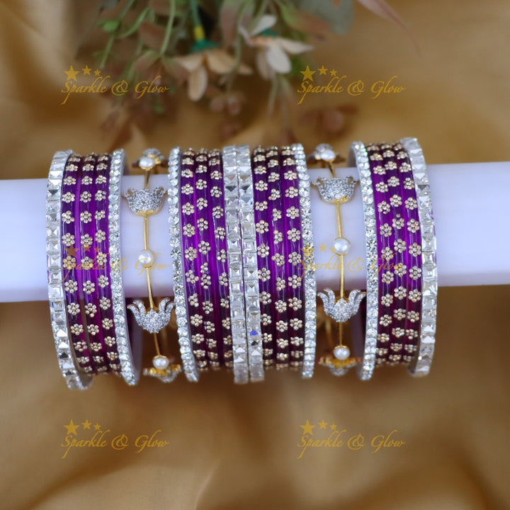 Exquisite Emerald Peacock AD Bridal Bangles Set
