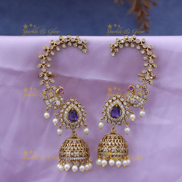 Elegant Gold Jhumka Cuff Earrings - Perfect for Weddings