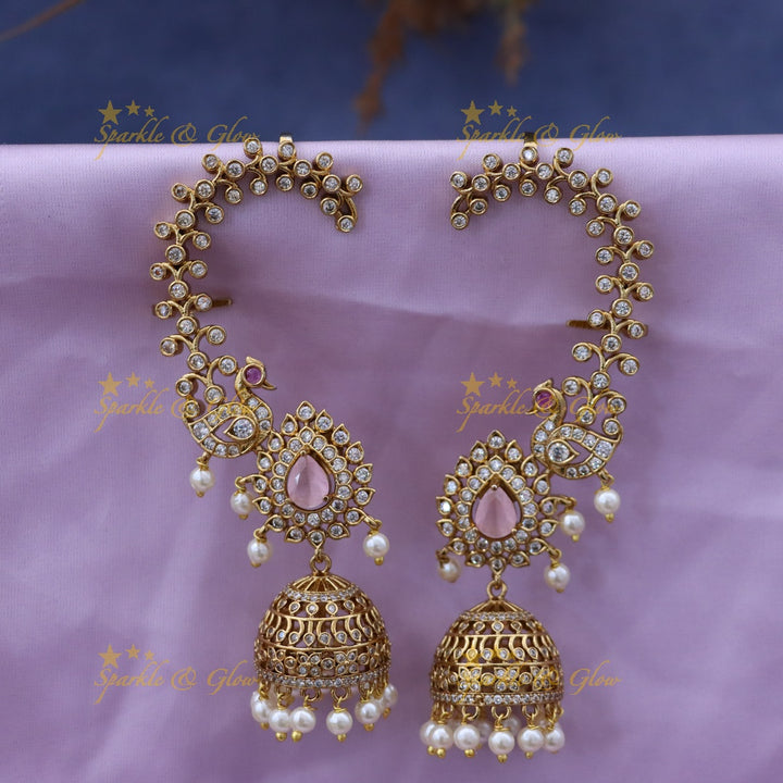 Elegant Gold Jhumka Cuff Earrings - Perfect for Weddings