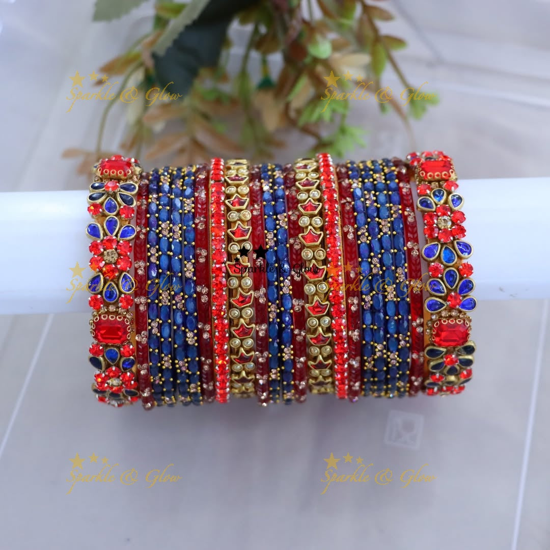 Elegant Silk Thread & Kundan Bridal Bangles Set