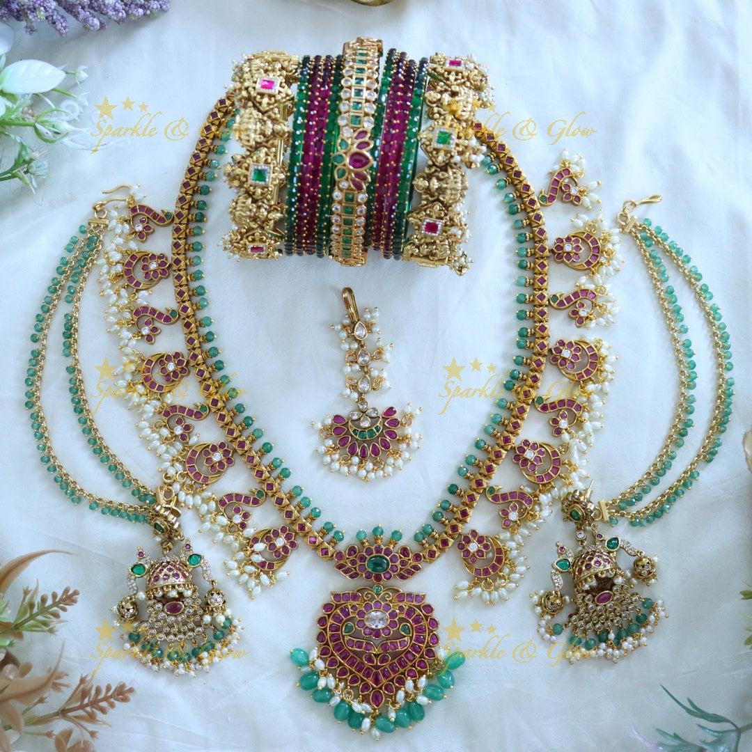 Sparkling Lakshmi Peacock Set - Semi Bridal Elegance