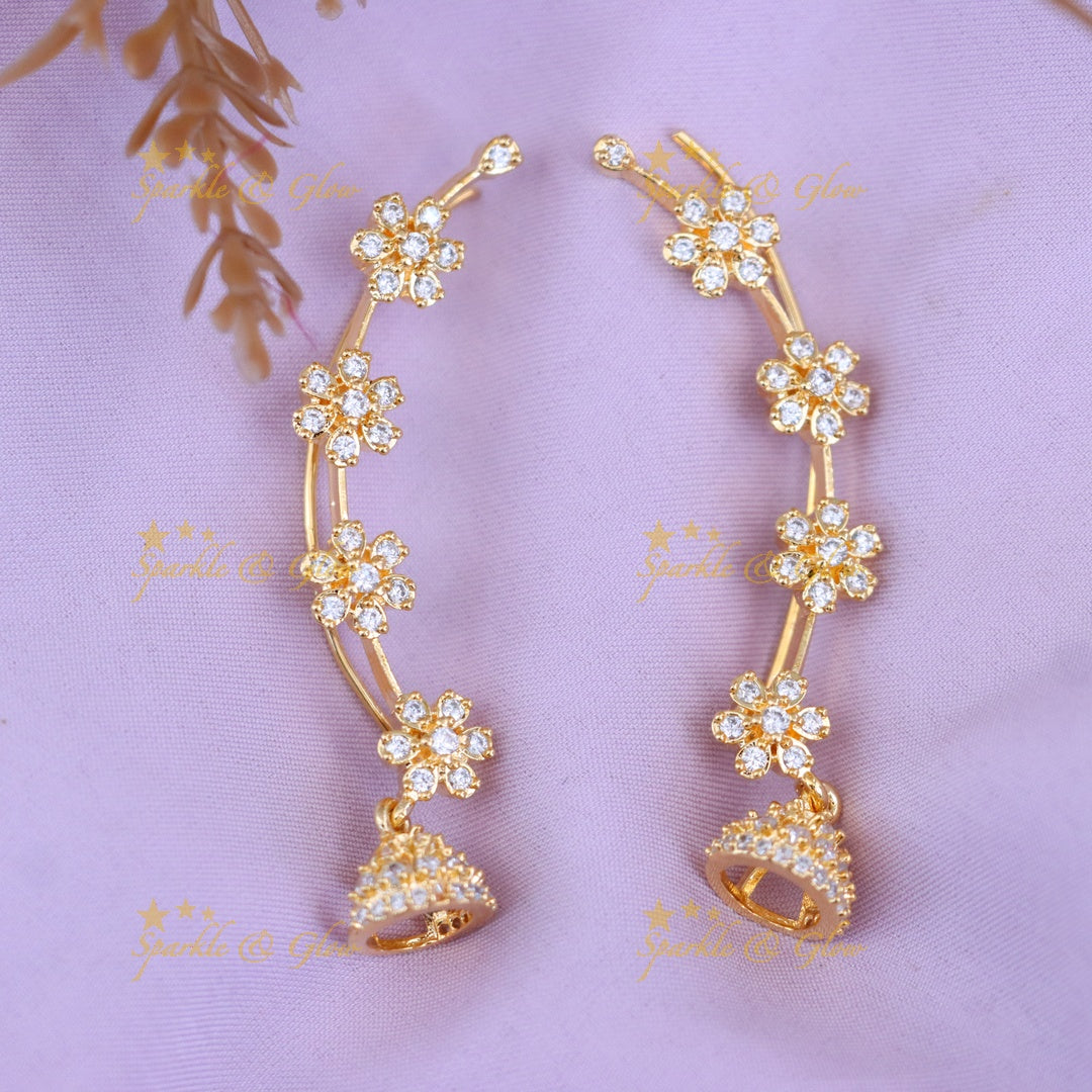 Exquisite Gold Floral Earcuffs for Festive Elegance