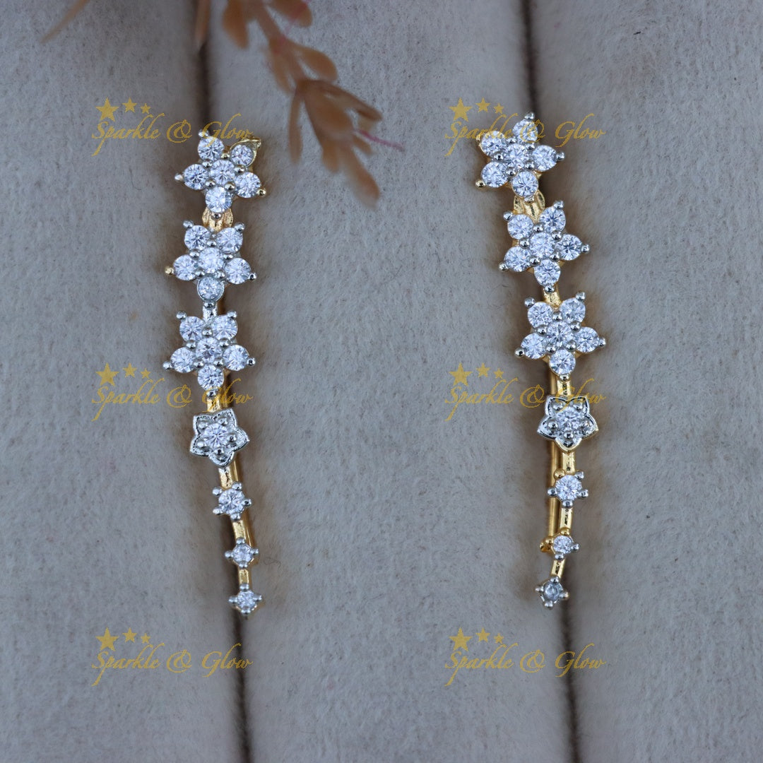 Exquisite Gold Floral Earcuff Earrings