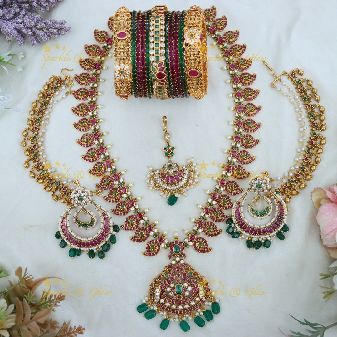 Exquisite Kemp Semi Bridal Jewelry Set - Radiant Indian Elegance