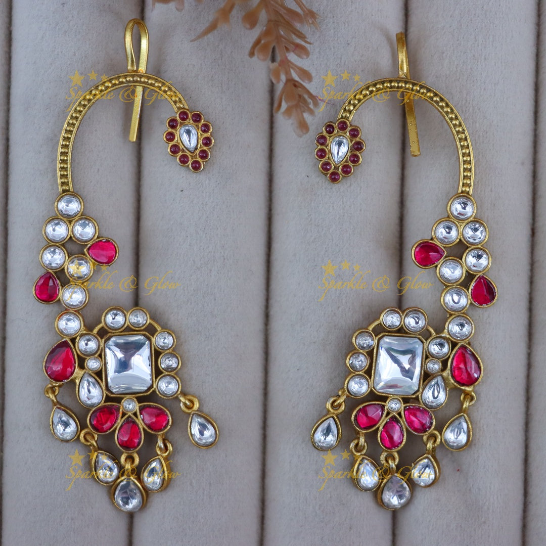 Glamorous Gold Crystal Ear Cuffs for Weddings