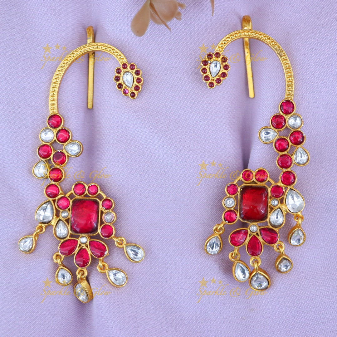 Glamorous Gold Crystal Ear Cuffs for Weddings
