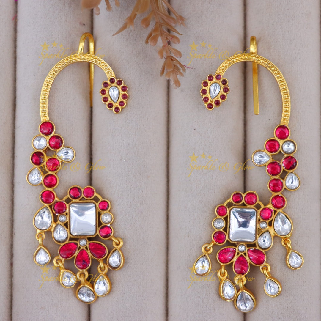 Glamorous Gold Crystal Ear Cuffs for Weddings