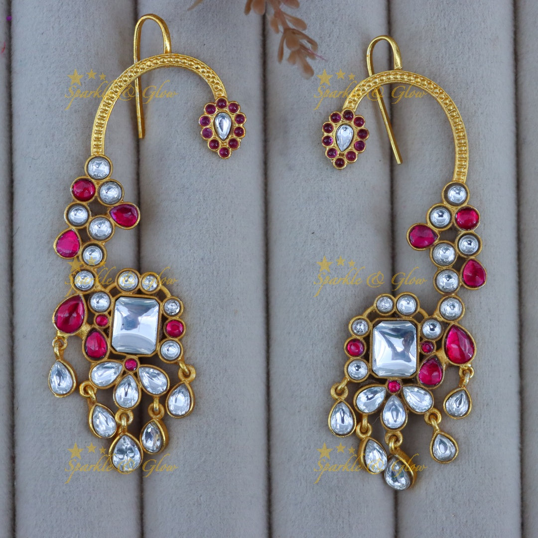Glamorous Gold Crystal Ear Cuffs for Weddings