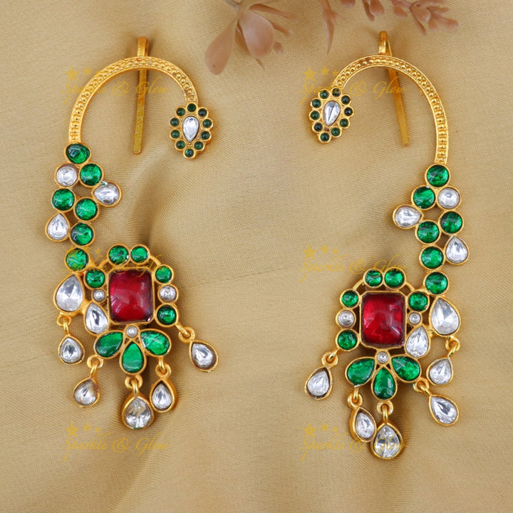 Glamorous Gold Crystal Ear Cuffs for Weddings