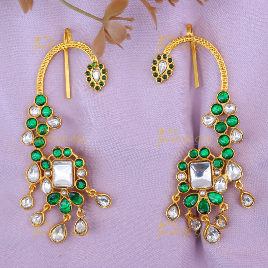 Glamorous Gold Crystal Ear Cuffs for Weddings