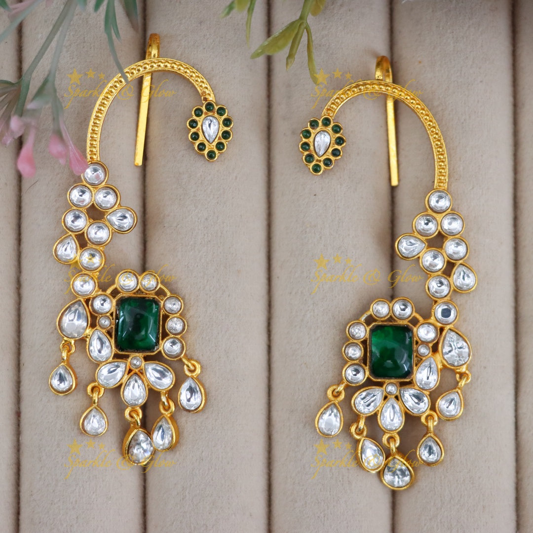 Glamorous Gold Crystal Ear Cuffs for Weddings