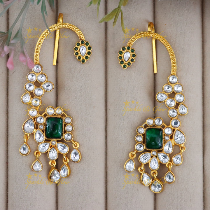 Glamorous Gold Crystal Ear Cuffs for Weddings