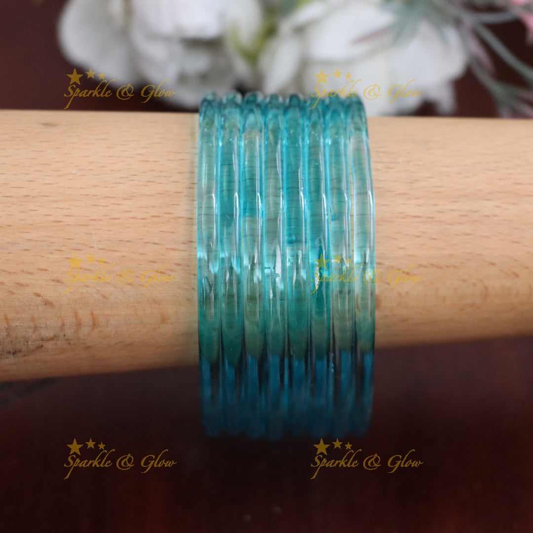 Exquisite Jelly Glass Bangles for Festive Charm-set of 8 bangles | Sparkle & Glow