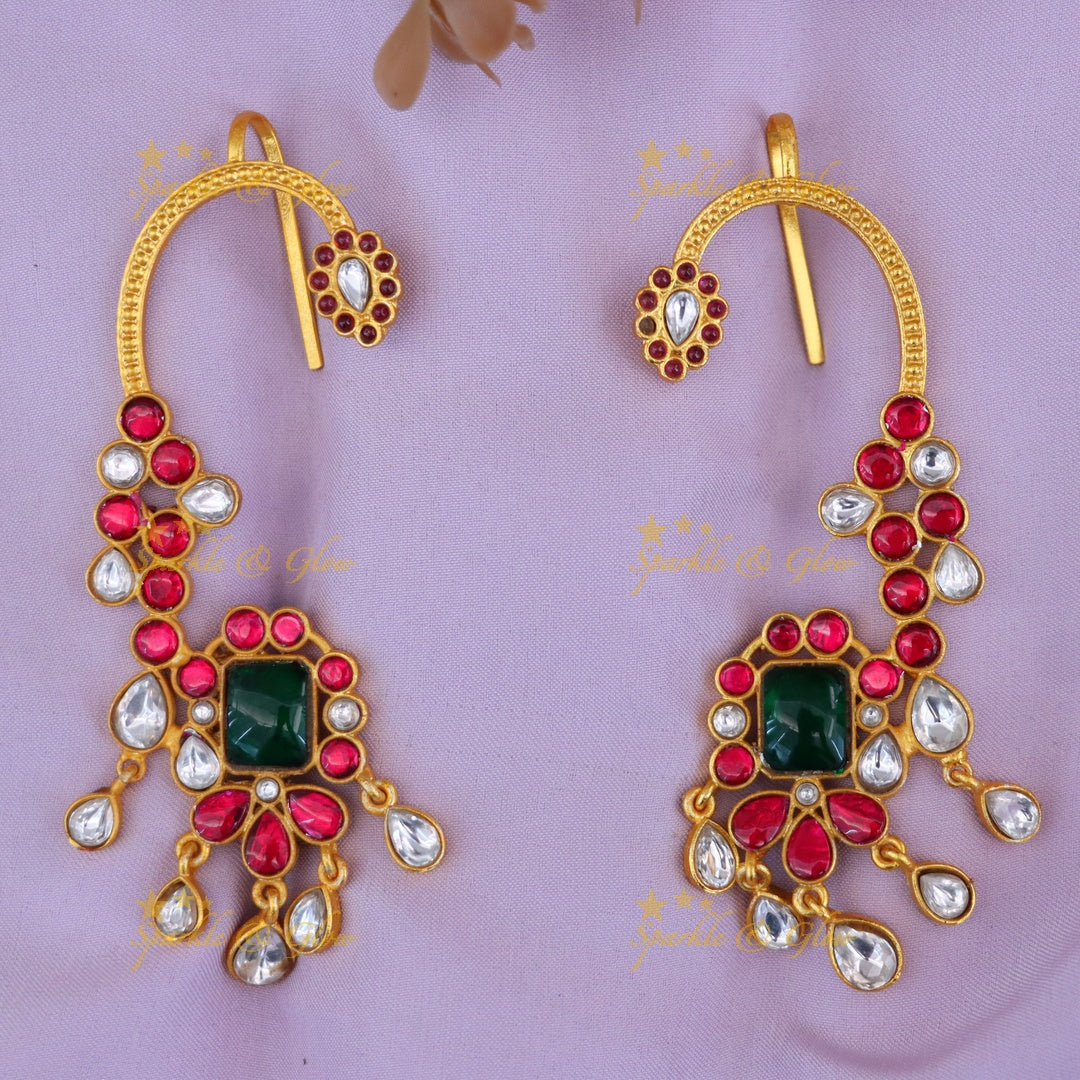 Glamorous Gold Crystal Ear Cuffs for Weddings
