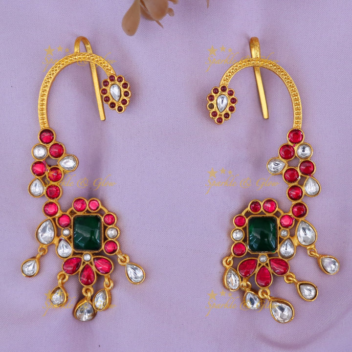 Glamorous Gold Crystal Ear Cuffs for Weddings