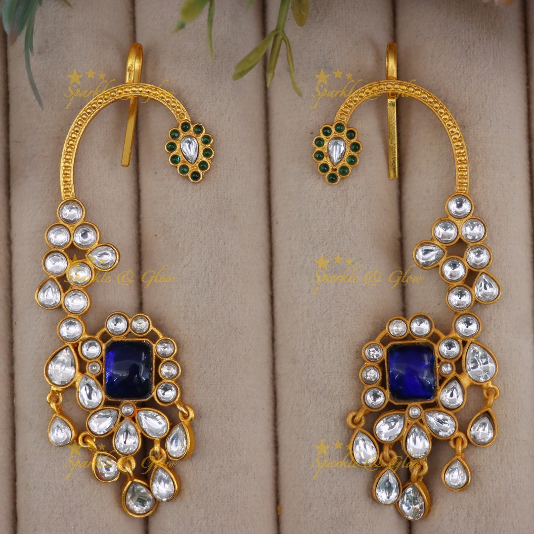 Glamorous Gold Crystal Ear Cuffs for Weddings