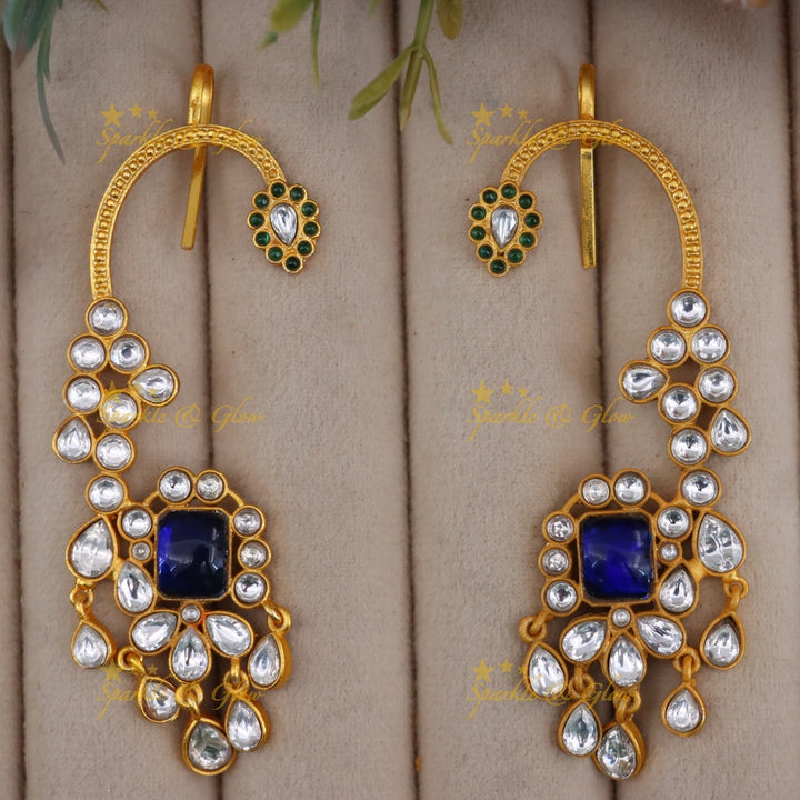 Glamorous Gold Crystal Ear Cuffs for Weddings