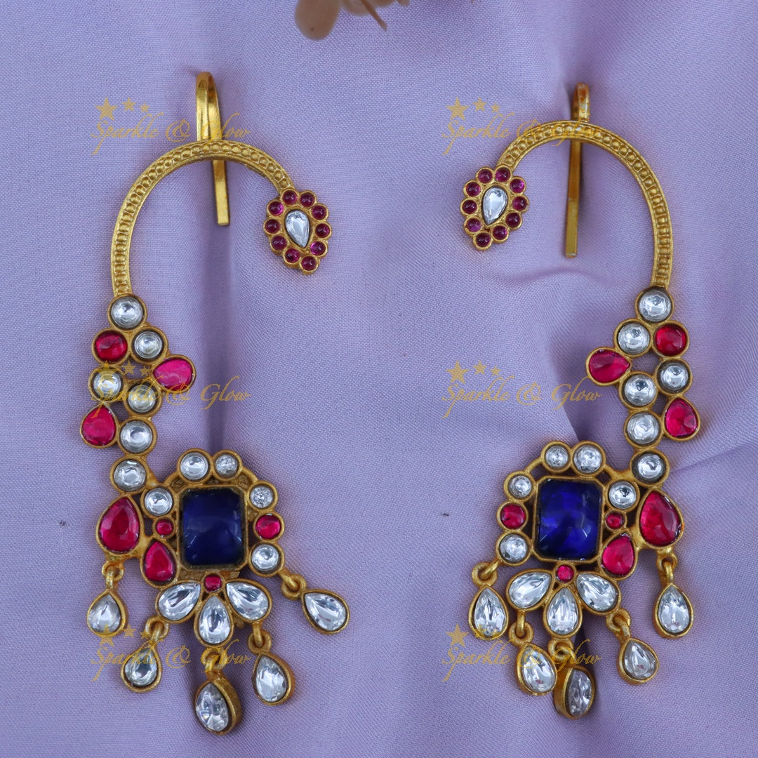 Glamorous Gold Crystal Ear Cuffs for Weddings