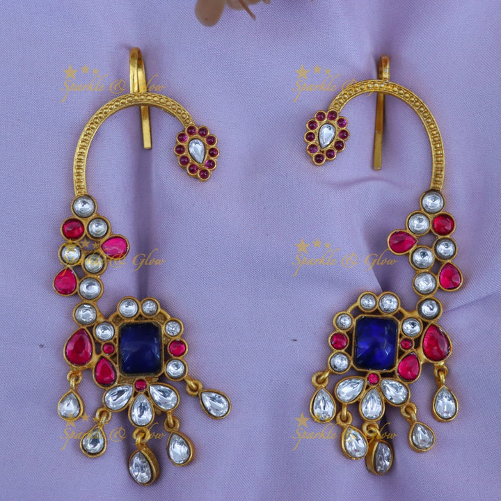 Glamorous Gold Crystal Ear Cuffs for Weddings