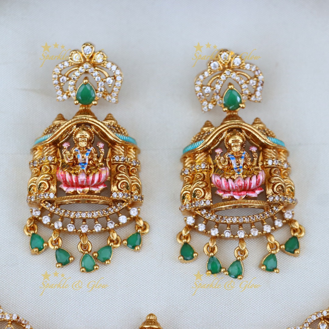 Elegant Gold-Toned Idol Necklace Set | Festive Jewellery