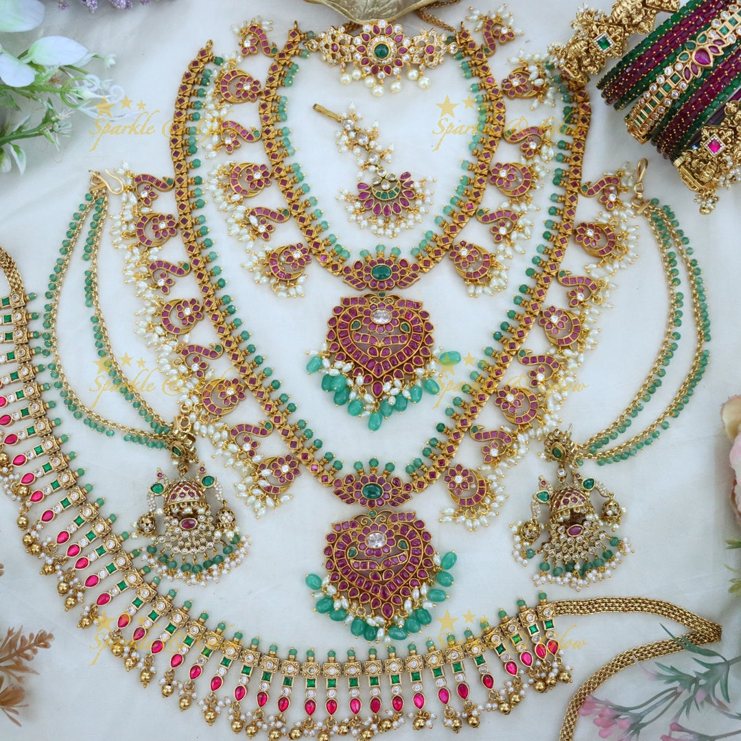 Exquisite Gold-Plated Guttapusalu Temple Jewelry Set