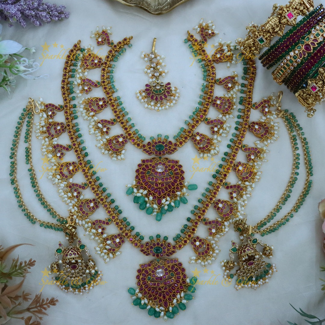 Sparkling Lakshmi Peacock Set - Semi Bridal Jewelry