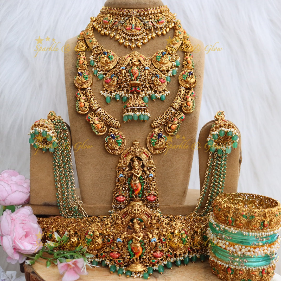 Exquisite Bridal Krishna Temple Jewelry Set Online