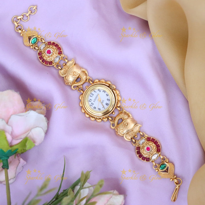 Radiant Gold-Plated Bracelet Watch for Women