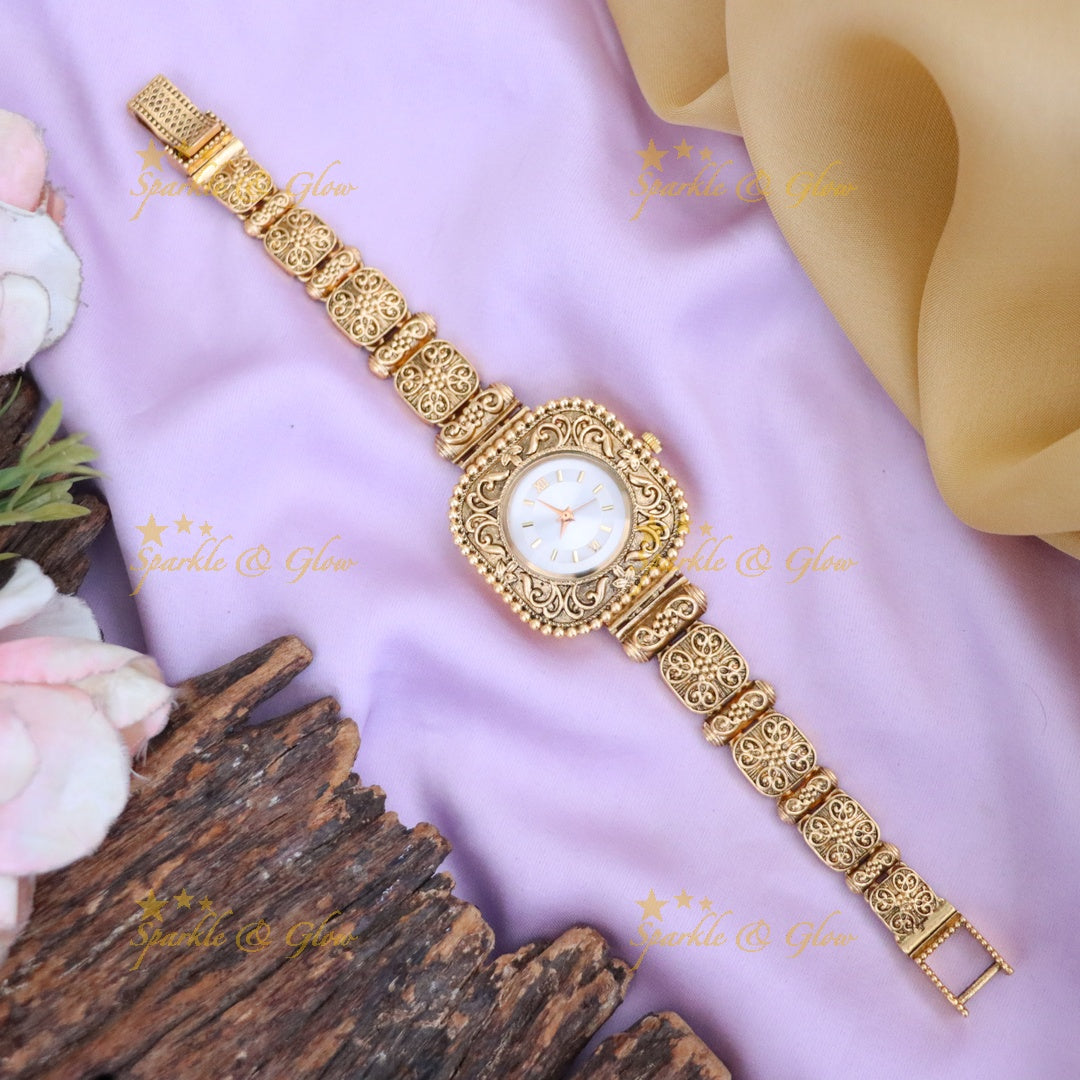 Elegant Gold Imitation Bridal Watch - Festive Glam