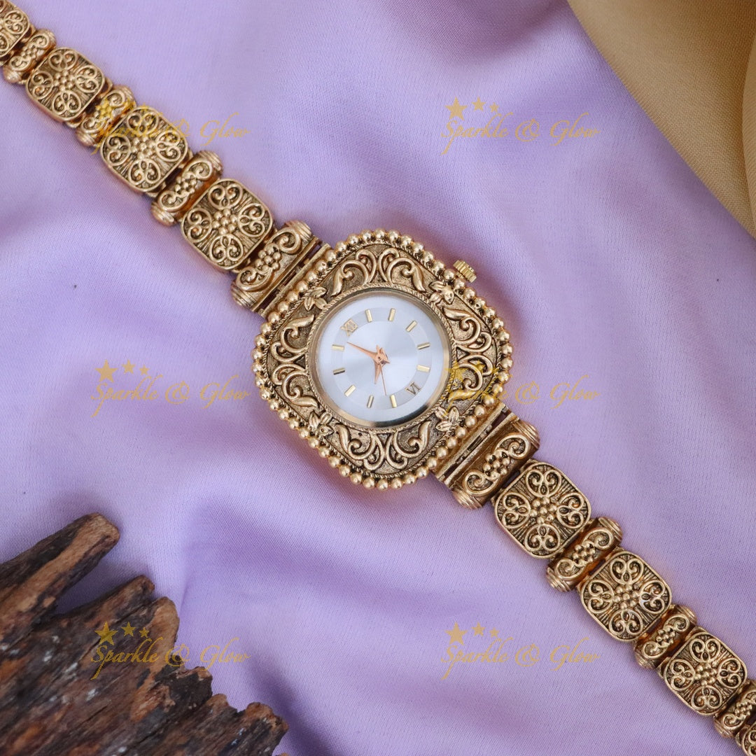 Elegant Gold Imitation Bridal Watch - Festive Glam