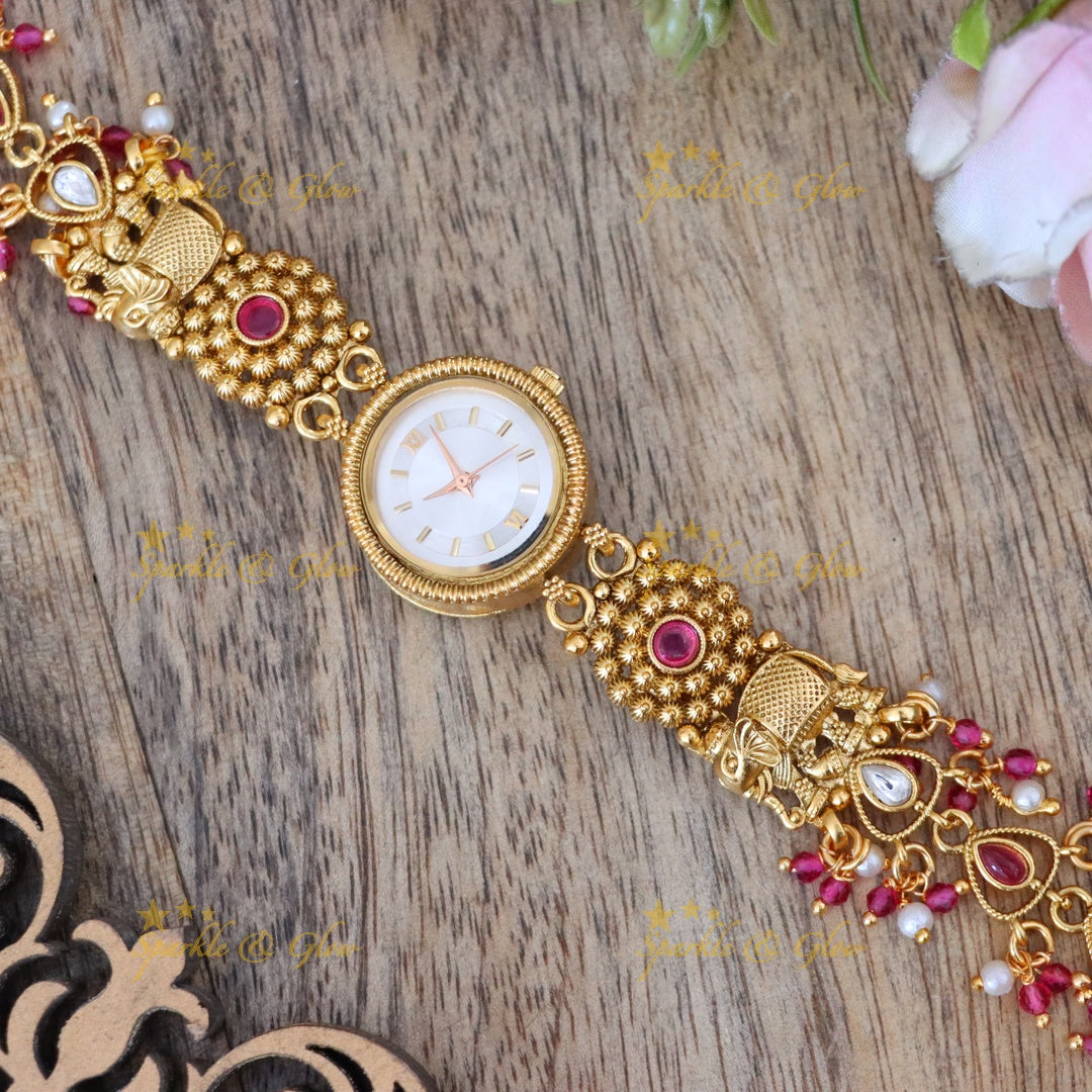 Exquisite Gold-Plated Bridal Bracelet Watch for Weddings
