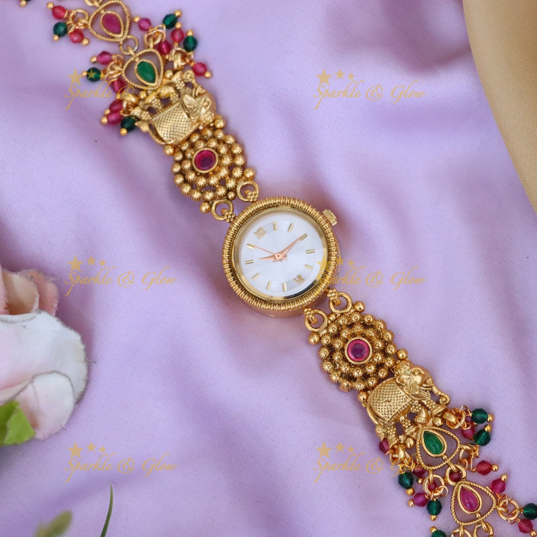 Exquisite Gold-Plated Bridal Bracelet Watch for Weddings