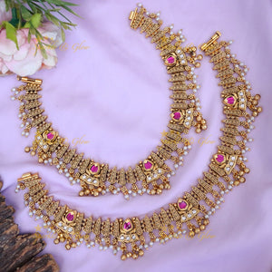 Exquisite Gold-Plated Bridal Anklets - Sparkle & Glow