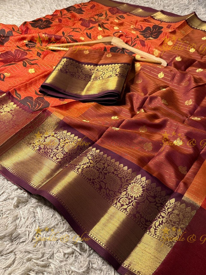 Exquisite Purple Banarasi Silk Saree with Gold Trim