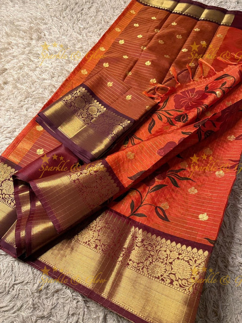 Exquisite Purple Banarasi Silk Saree with Gold Trim