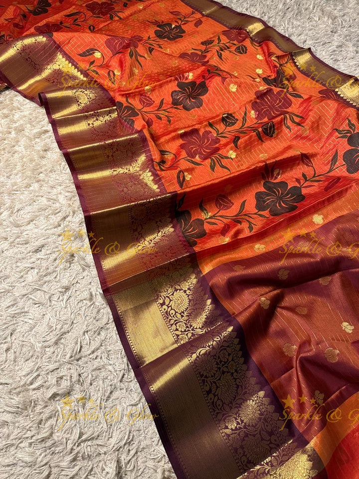 Exquisite Purple Banarasi Silk Saree with Gold Trim