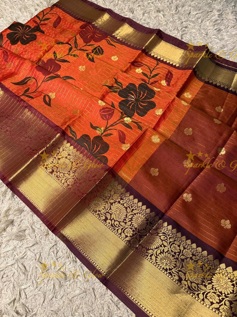 Exquisite Purple Banarasi Silk Saree with Gold Trim