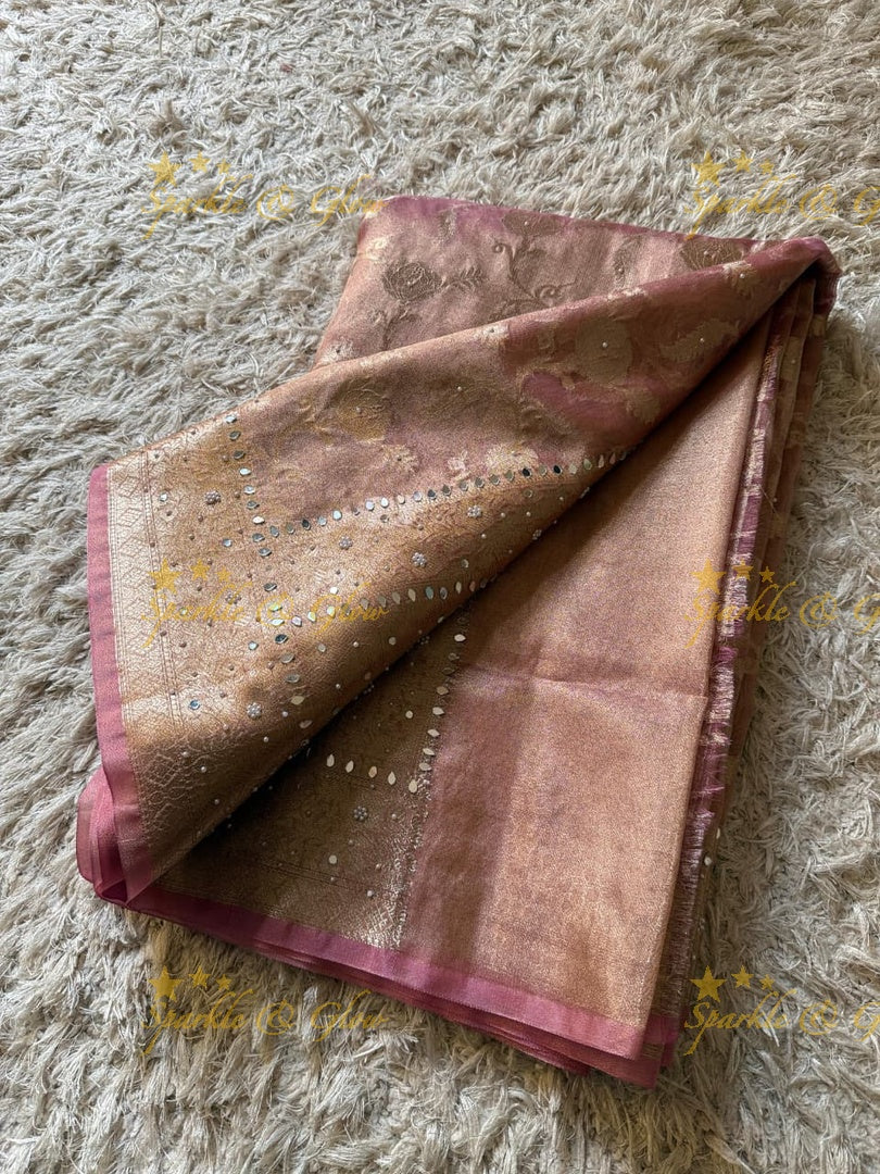 Premium Banarasi Tissue Saree with Stone Work