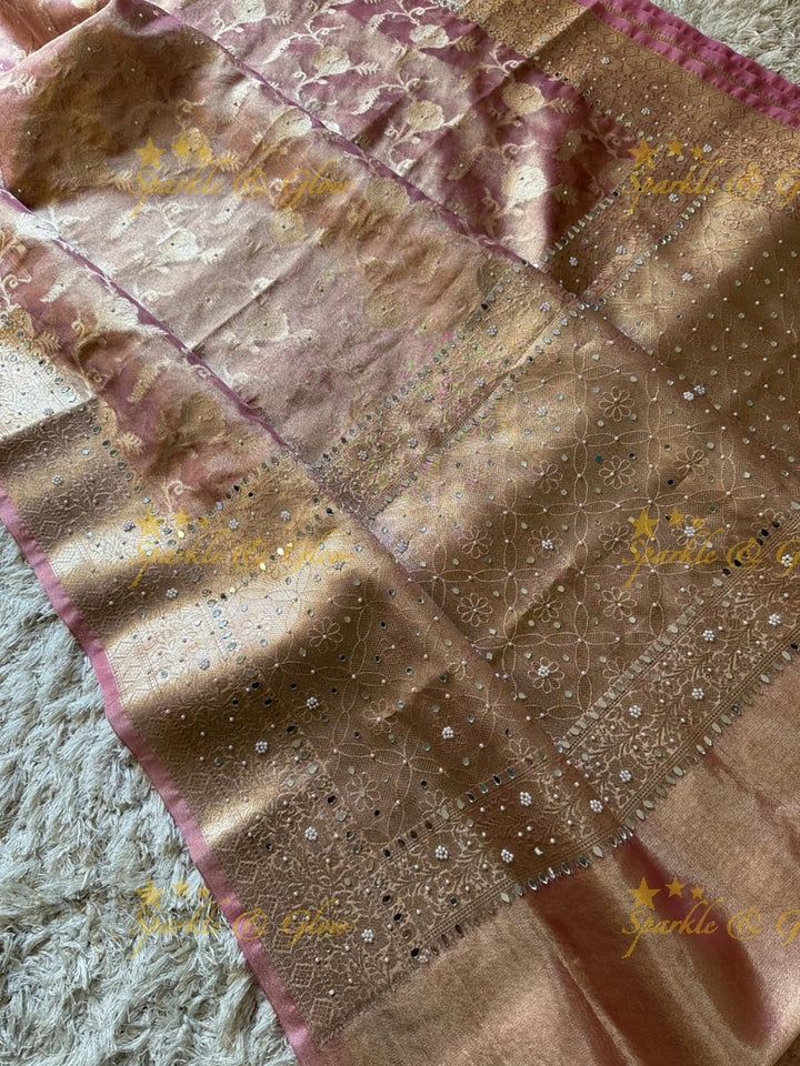 Premium Banarasi Tissue Saree with Stone Work