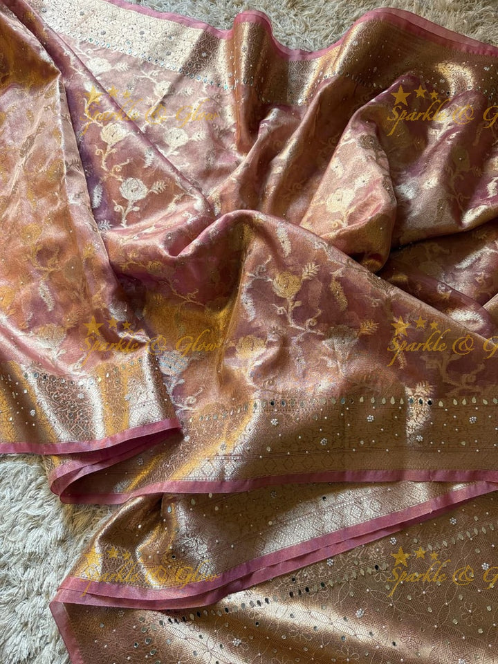 Premium Banarasi Tissue Saree with Stone Work