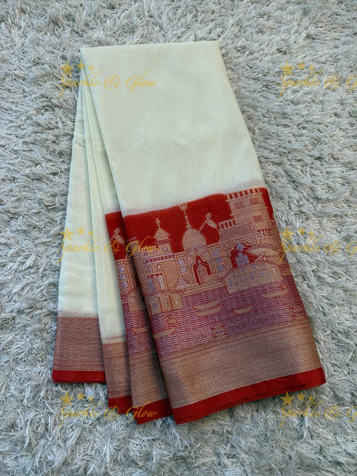 Elegant Tissue Organza Banarasi Saree - Sparkle & Glow