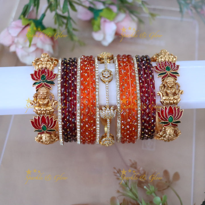 Elegant Lakshmi Lotus Bridal Bangle Set Online