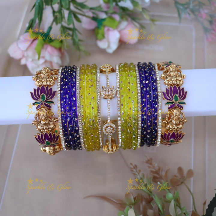 Elegant Lakshmi Lotus Bridal Bangle Set Online