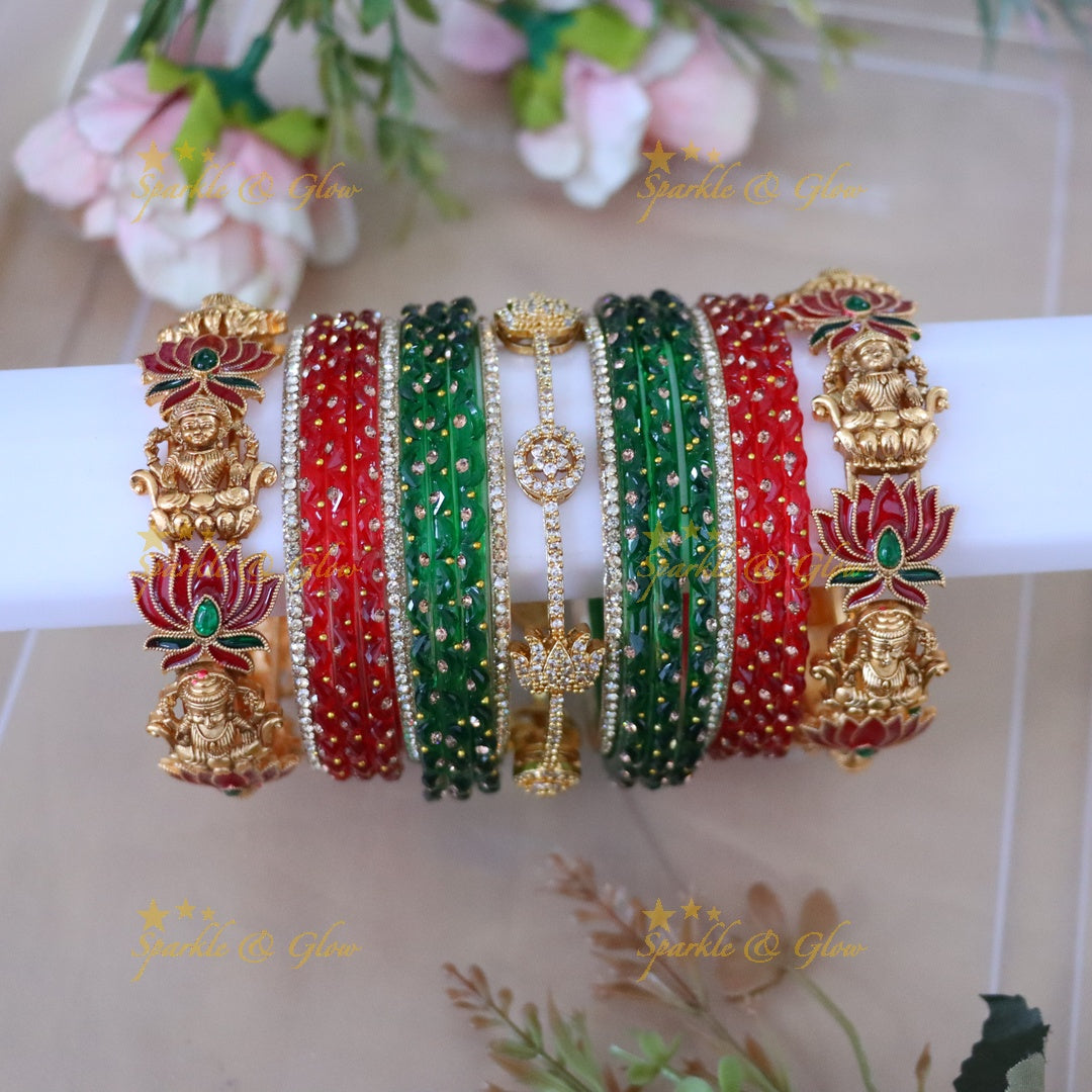 Elegant Lakshmi Lotus Bridal Bangle Set Online