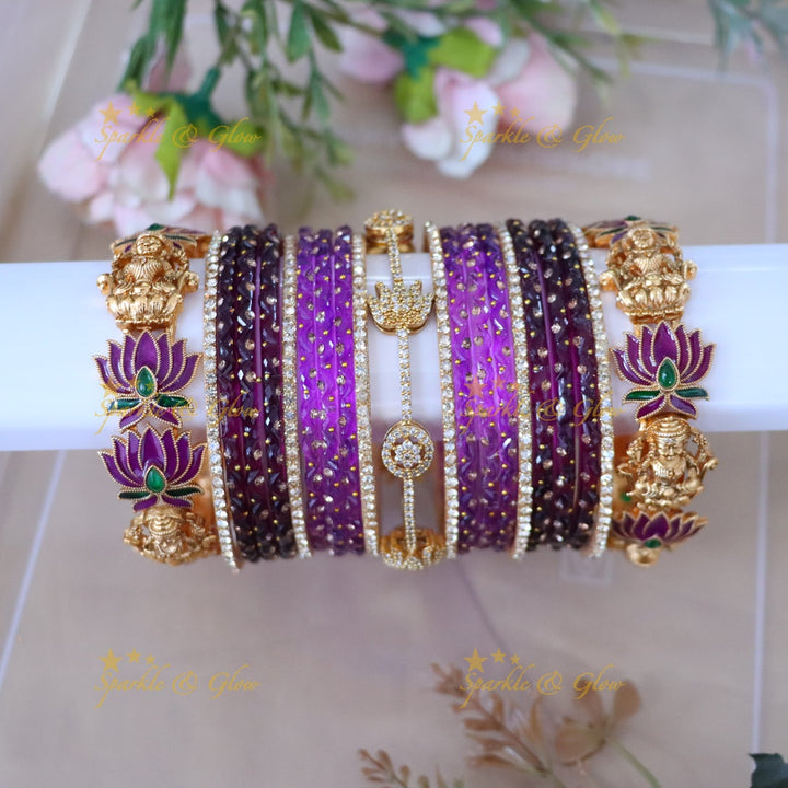 Elegant Lakshmi Lotus Bridal Bangle Set Online