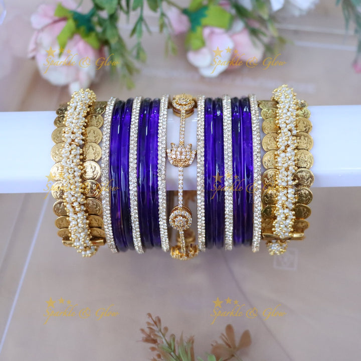 Elegant Lotus Bridal Bangles | Pearl & Coin Accents