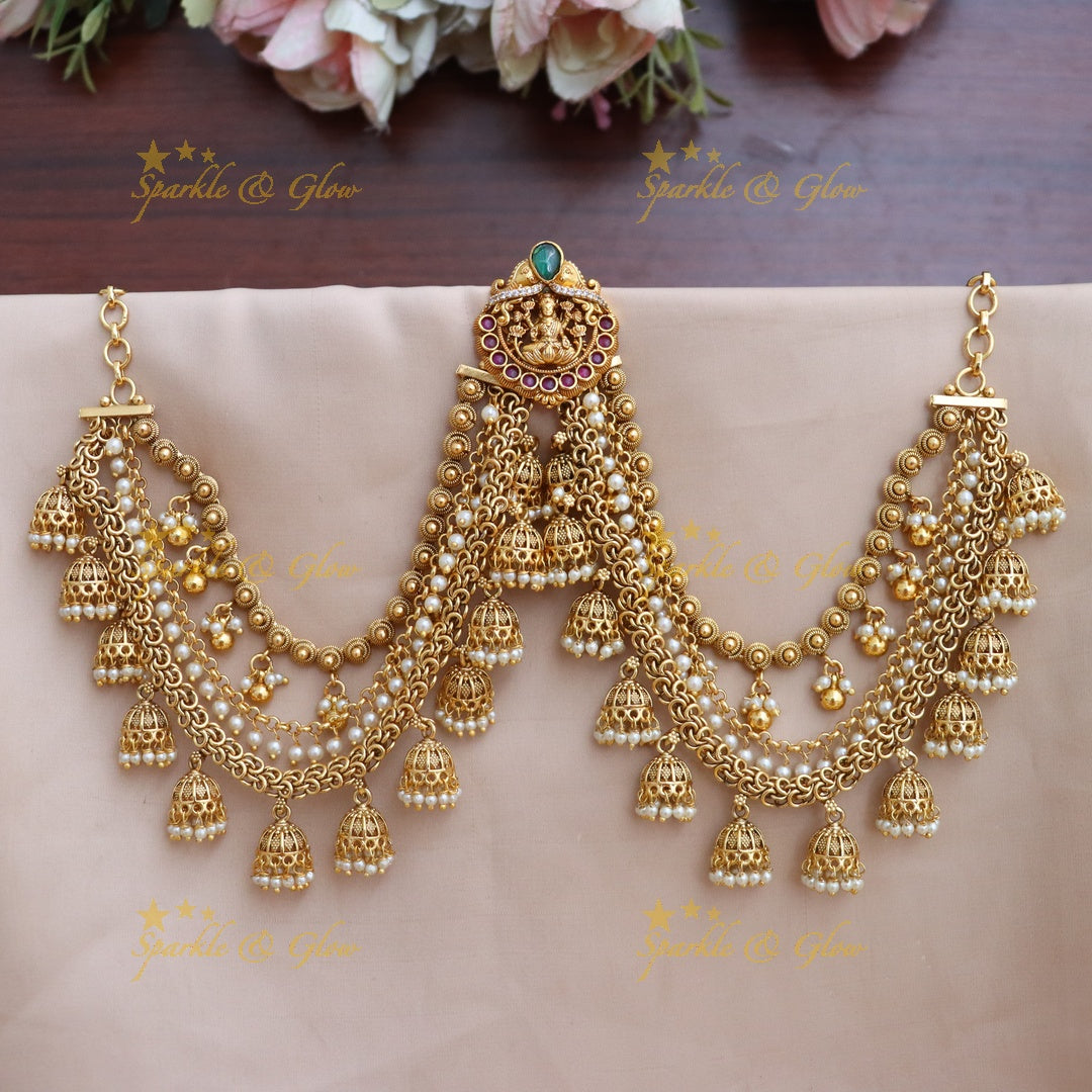Royal Lakshmi Hairpin & Earchain Combo - Timeless Elegance